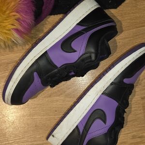 Jordan Black and Purple Athletic Shoes